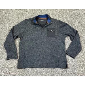 Woolrich Men's Gray Pullover Sweater with Snap Button Collar XL